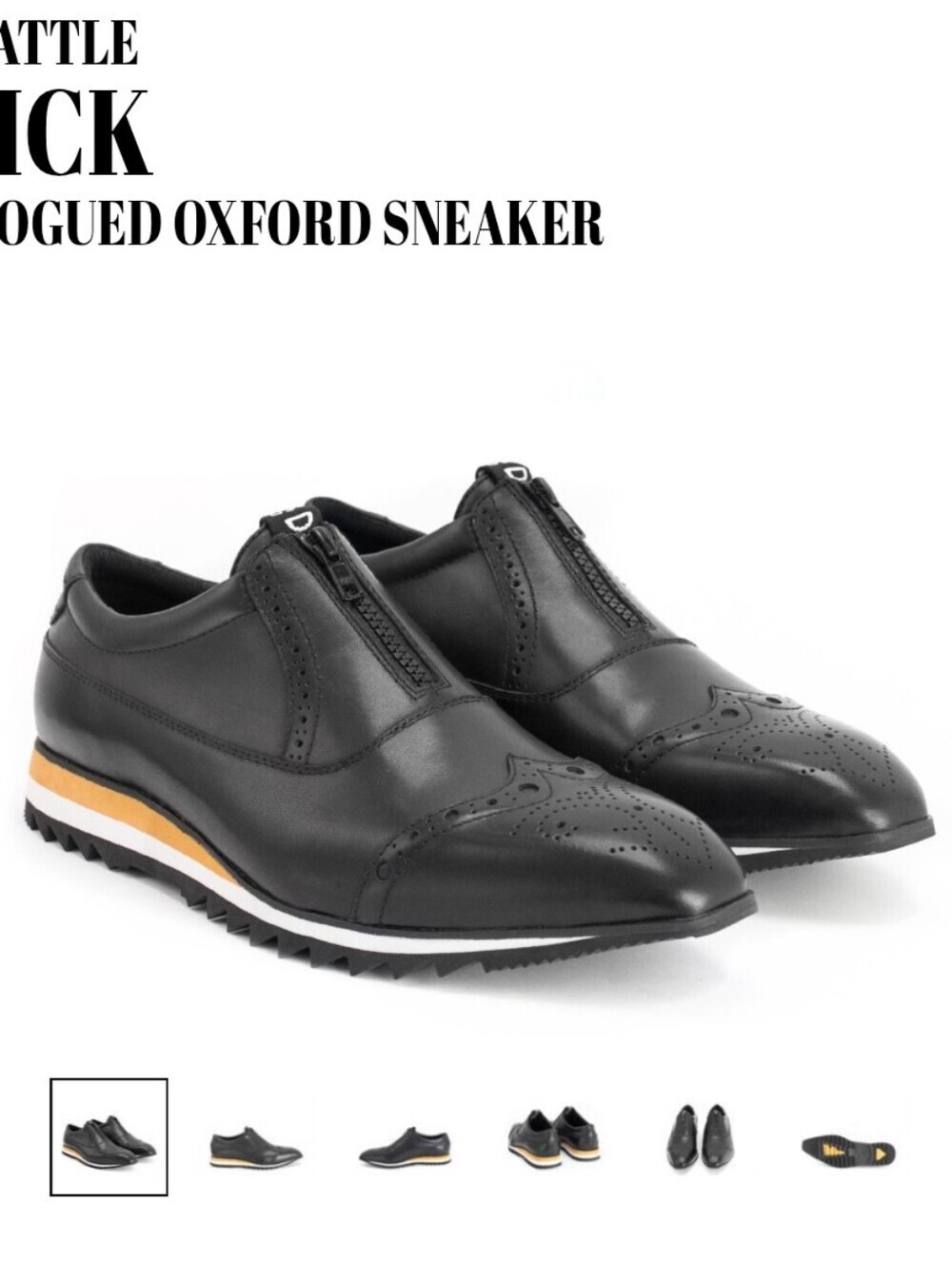 John Fluevog Seattle Nick Brogued Oxford Sneaker Black Leather Unisex M 8 W 10